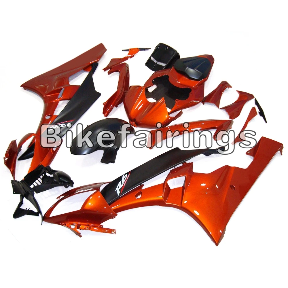 Оранжевые матовые черные пластиковые панели для Yamaha YZF-600 YZF600 R6 2006 2007 06 07 Cowling Shell рабочие Чехлы корпуса обтекатели комплект