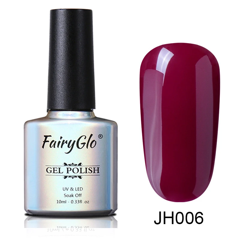 FairyGlo, 10 мл, серия винно-красного цвета, Гель-лак, УФ-лак для ногтей, чистый цвет, замачиваемый Гель-лак для ногтей, Полупостоянный Гель-лак для ногтей, эмаль - Цвет: JH006