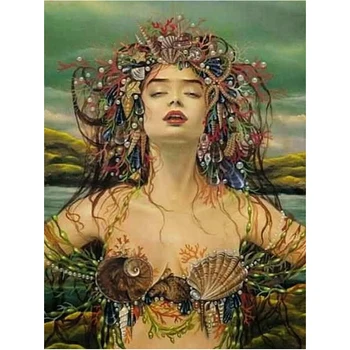 

Mosaic Crafts Diy Diamond Painting Cross Stitch Full Rhinestones Crystal Square Diamond Embroidery 5D Needlework Fantasy mermaid