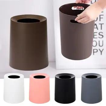 

New Household Double-Layer Round Trash Can Office Living Room Kitchen Bathroom Double-Layer Trash Bin Waste Bins Without Lid
