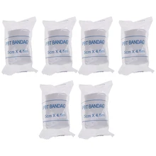 Bandage élastique en PBT de 5cm x 4.5m, 6 rouleaux/lot, bande de gaze pour pansement de plaie, soins médicaux et d'urgence