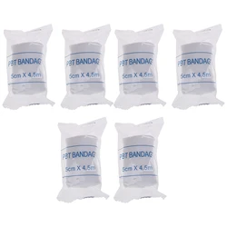 Bandage élastique en PBT de 5cm x 4.5m, 6 rouleaux/lot, bande de gaze pour pansement de plaie, soins médicaux et d'urgence 