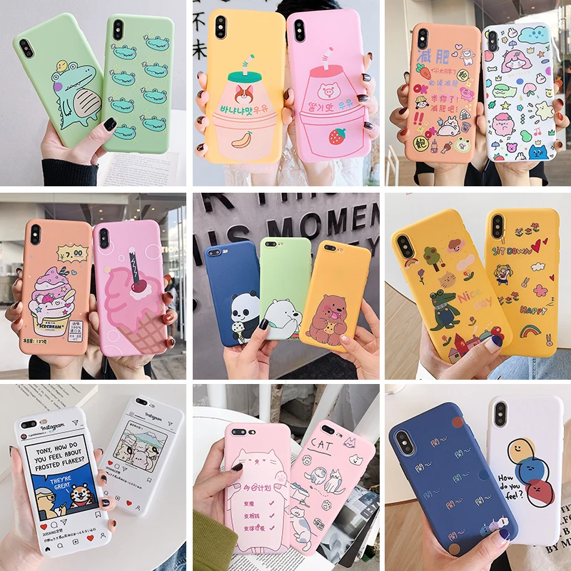 

Cartoon Cute case For Apple iphone 6 6s 7 8 plus x xr max phone cases TPU silicone Fashion Back Bumper Soft protection Cover