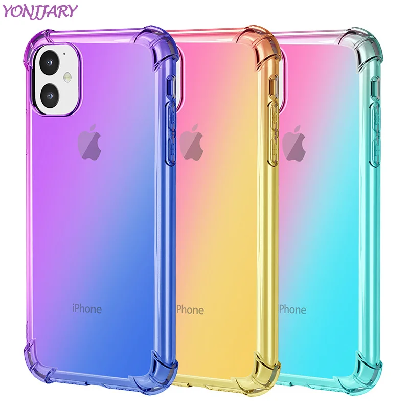 

Fashion Gradient Colorful Case for iPhone 11 Pro 6 7 8 Plus X XR XS Max Cover Soft TPU Thin Clear Cases for iPhone11 Anti-knock