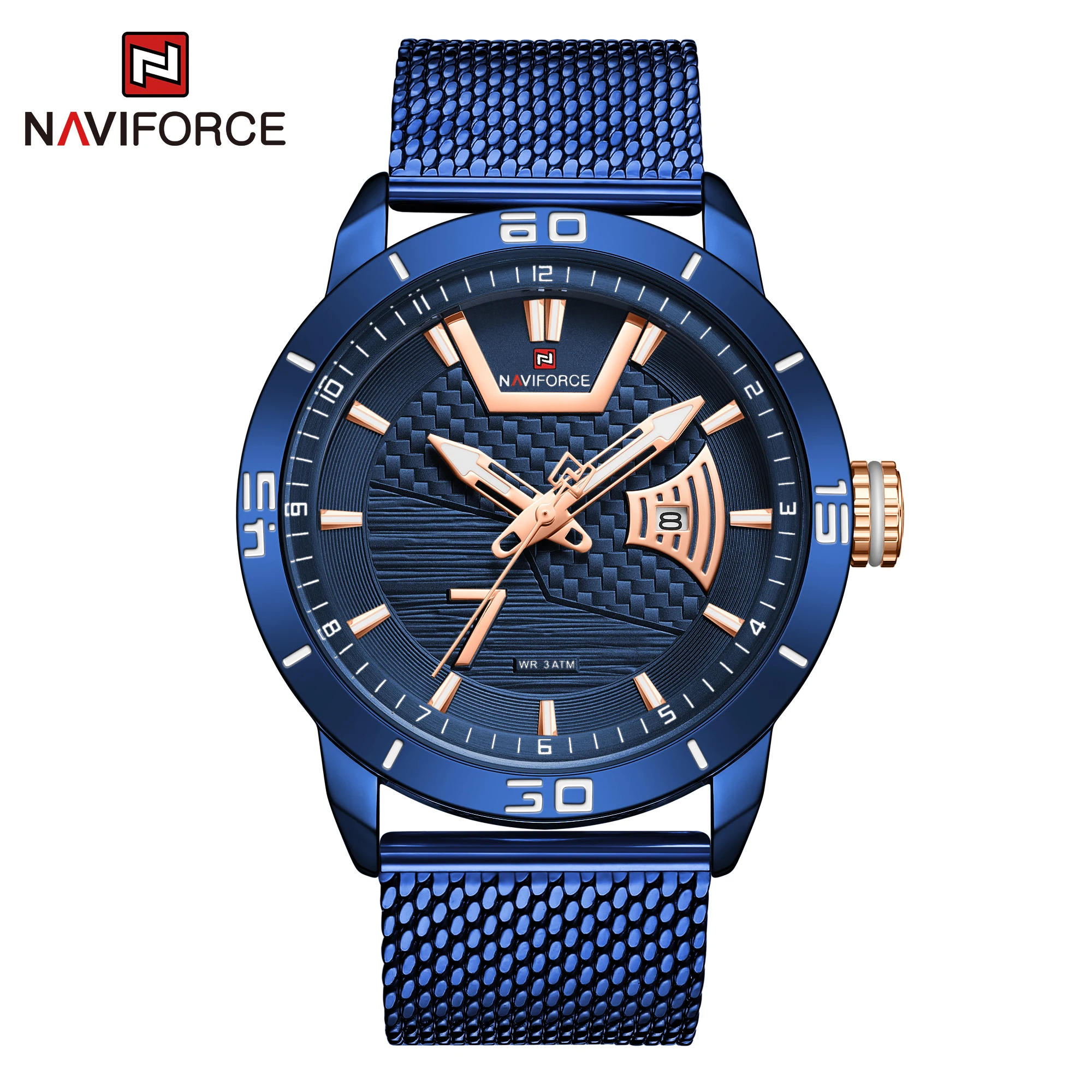 NAVIFORCE мужские часы Топ бренд Роскошные спортивные сетка сталь Дата Неделя