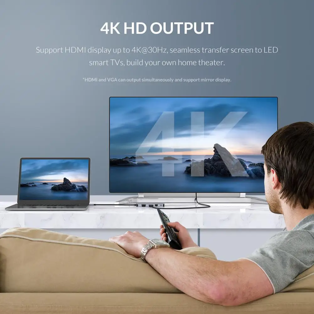 ORICO 11 в 1 концентратор USB C концентратор к USB3.0 HDMI 100 Вт PD RJ45 кардридер 3,5 мм аудио адаптер док-станция Тип C 3,1 сплиттер для MacBook Pro