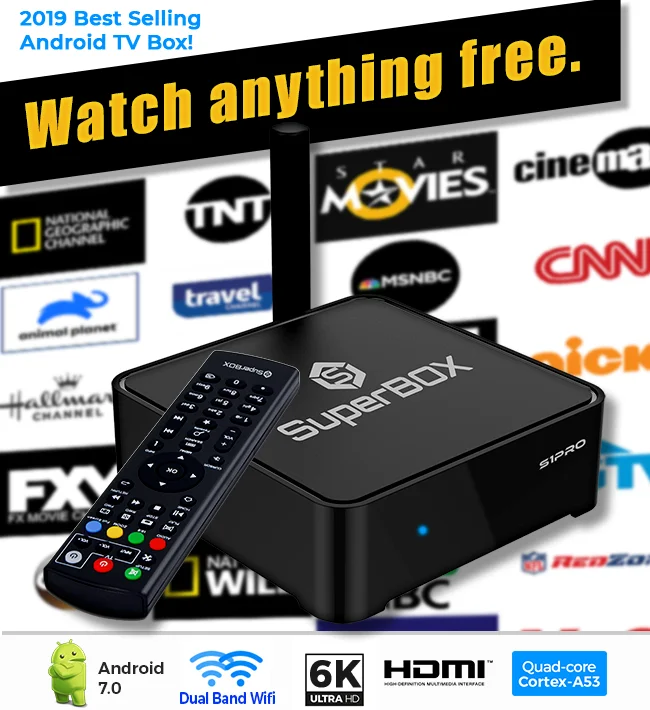 SUPER BOX S1pro-UNIVERSAL США Канада английский IP ТВ каналы подписка бесплатный сервис с live tv VOD фильмы android 7,0 плеер