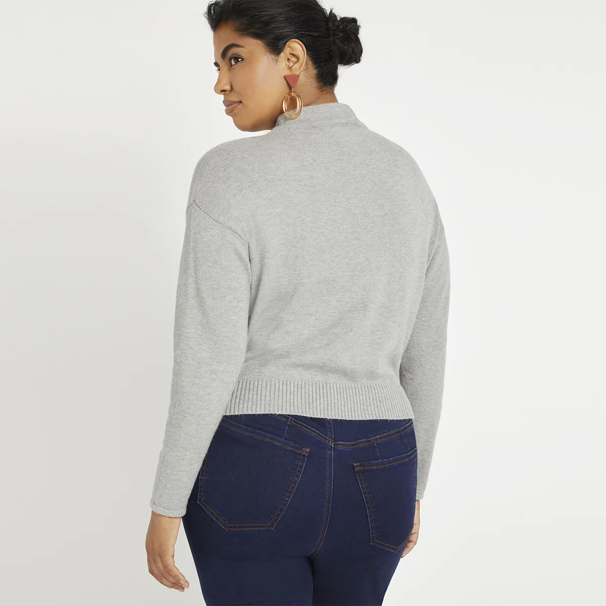 

Kisilk Simple Europe And America Large Size-Solid Color Stand Collar Loose-Fit Lace-up Knitted Long Sleeve Pullover 2020 Autumn
