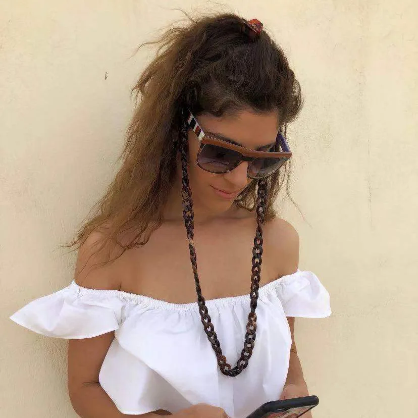 Hip hop Luxury Acrylic Eyeglass Chain Anti-slip Eyewear Cord Holder Neck Strap Reading Glasses Rope Rock accessories lanyard