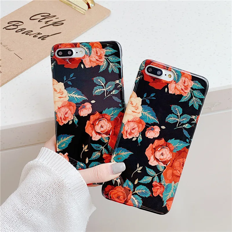 Чехол FLYKYLIN Flower Rose для iphone XS Max XR X 7 8 6 S Plus задняя крышка мягкий IMD силиконовый чехол