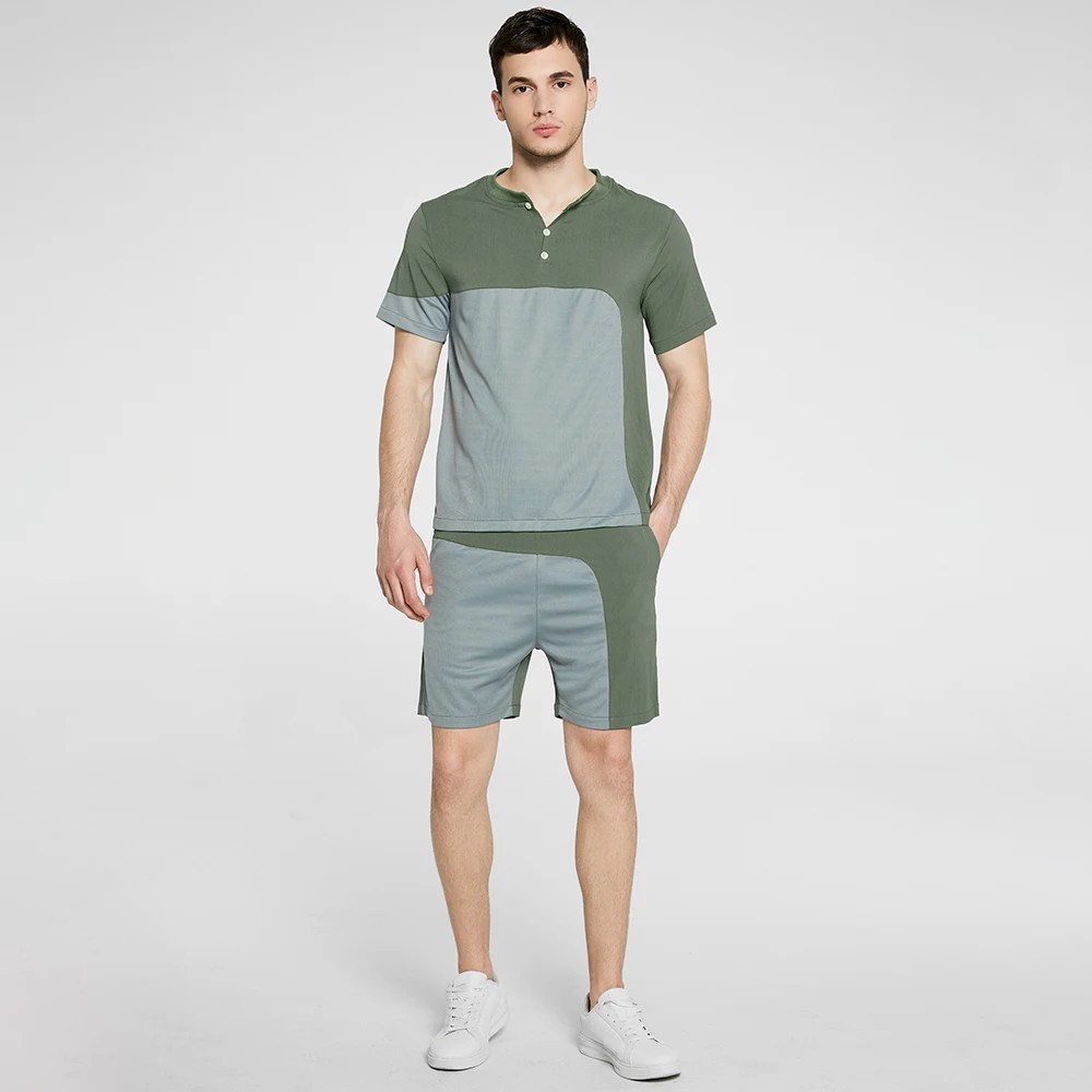 Men Sets Brand New 2020 Summer Men's Casual Tracksuit Clothing T-Shirts+Shorts 2PCS Splice Set Male Loose Streetwear Sport Suit