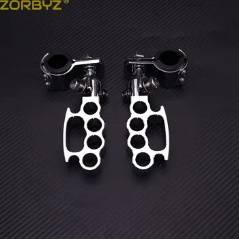 

ZORBYZ Motorcycle Chrome 1 1/4" 32mm Highway Bar Engine Guard Foot Pegs Mount Clamp Flying Knuckle Footpegs For Harley Touring