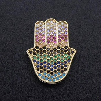 

5pcs/lot 20x16mm 100% CZ Zircon DIY Jewelry Hamsa Hand Bead Charm Pendant Wholesale Jewellwery Finding Supplies