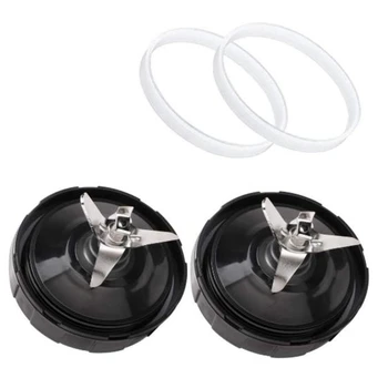 

2 Pcs 6 Fins Ninja Blender Blade Replacement Part Bottom 6 Ankle Assembly in 2 Washer Rubber for Nutri Ninja Mixing Cup