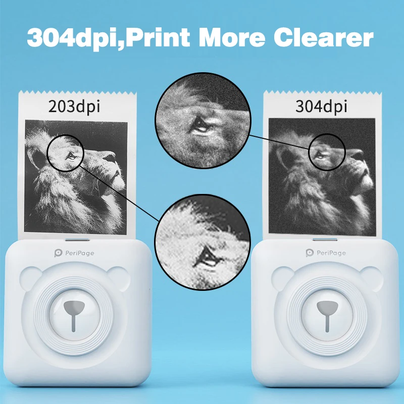 Peripage 304 DPI Pocket Photo Impresora de fotos Mini Photo Bluetooth Wireless Sticker Impresora para teléfono móvil Android e iOS 304DPI Azul