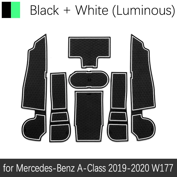 White Luminous Противоскользящая дверная резиновая подушка для Mercedes Benz A-Class W177 A класс A220 A250 A45 AMG аксессуары для салона автомобиля - Название цвета: White Luminous