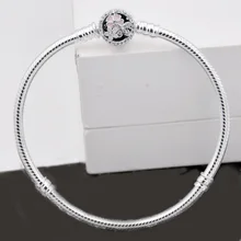 Подлинное 925 пробы серебро Браслет поэтического цветет застежка змея цепи Браслет Fit Для женщин бисера браслеты с подвесками сделай сам, хорошее ювелирное изделие