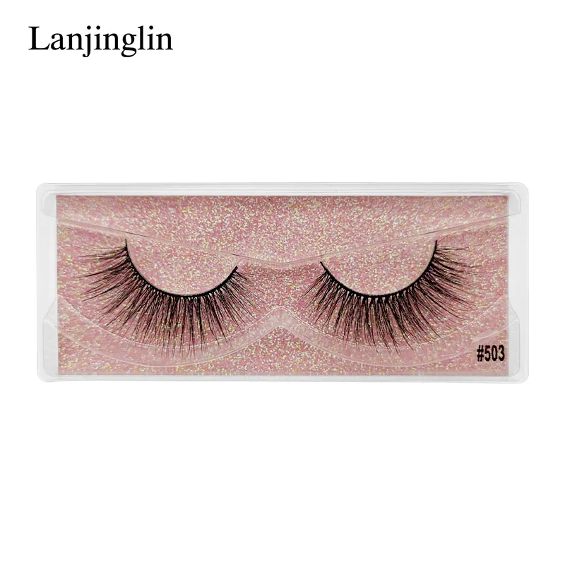 LANJINGLIN 10 пар, искусственные норковые ресницы оптом, натуральные длинные накладные ресницы для наращивания, объемные ресницы, пушистые мягкие ресницы - Цвет: 503W 10 PAIRS