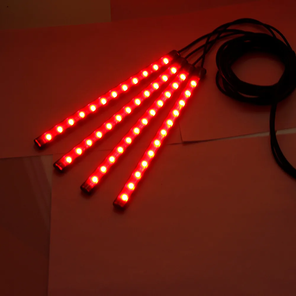 4x12 светодиодный автомобиль Атмосфера RGB телефон приложение музыка управление полосы света Интерьер комплект гибкое освещение ленты автомобиля крутые огни