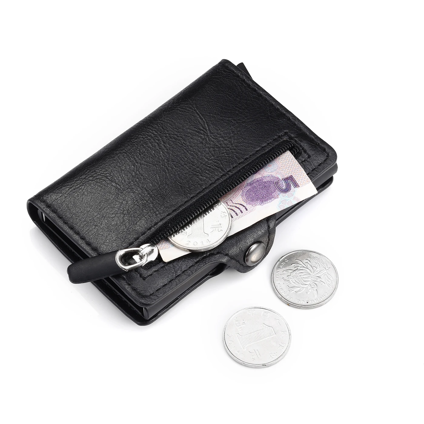 Короткий кошелек для карт из искусственной кожи держатель для карт RFID Блокировка денег сумка Безопасность многофункциональный чехол для карт для мужчин и женщин - Цвет: Black CZ05
