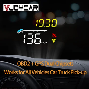 

New Car Intelligent Gadget Head Up Display OBD2 & GPS 2 IN 1 Car HUD Display Windshield Speed Projector Compass RPM KM/H MPH