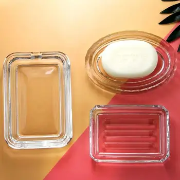 

Postage Transparent Glass Soap Dish Box Fashion Soap Dish Hotel Guest Room Bathroom