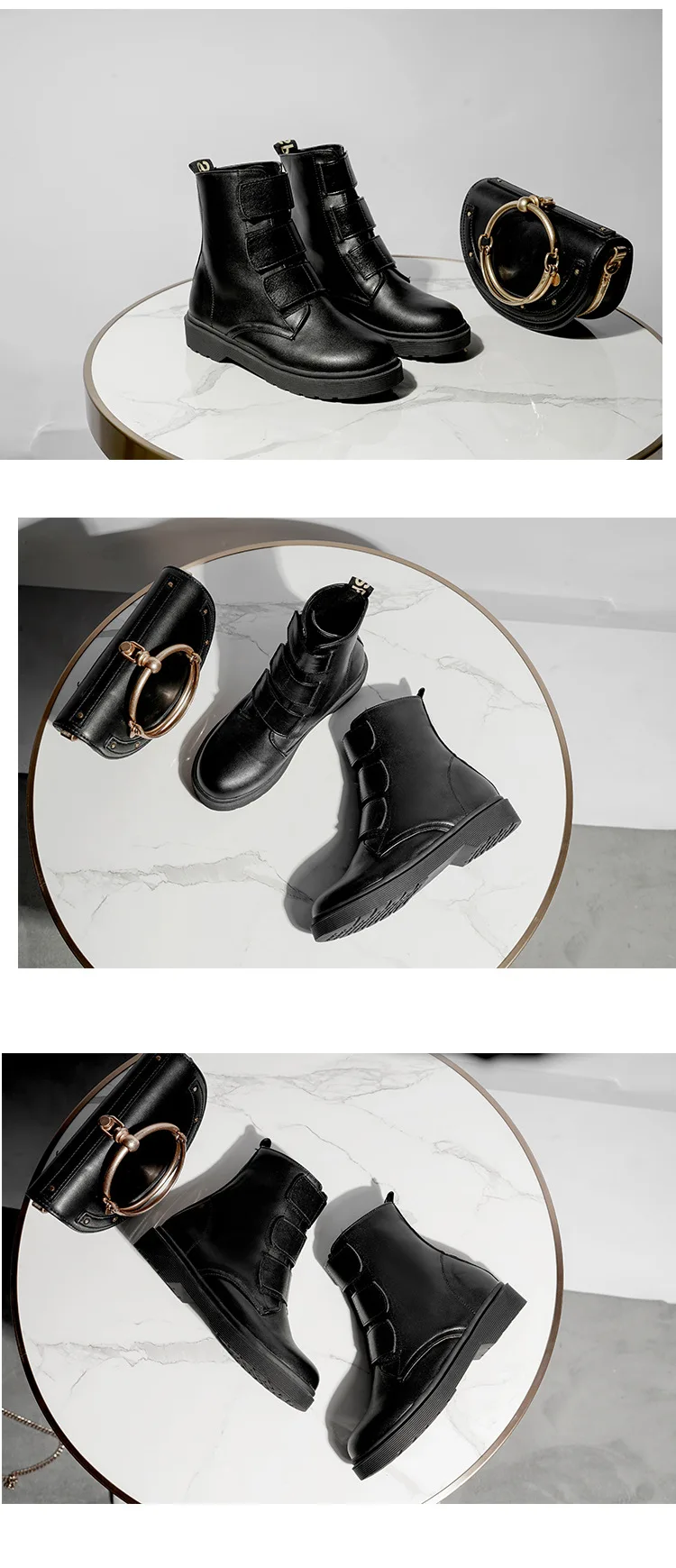 Botas mujer; повседневная черная обувь на застежке-липучке; женские Ботинки martin; модные брендовые женские ботильоны из искусственной кожи; Цвет Серебристый; женские ботильоны