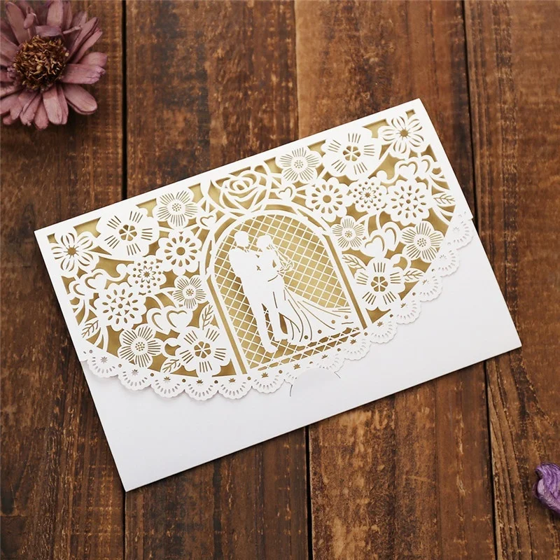 

50PCS Bridal And Groom Wedding Invitations Card Pearl Paper Invite Cards Wedding Anniversary Mariage Party Decoration Supplies