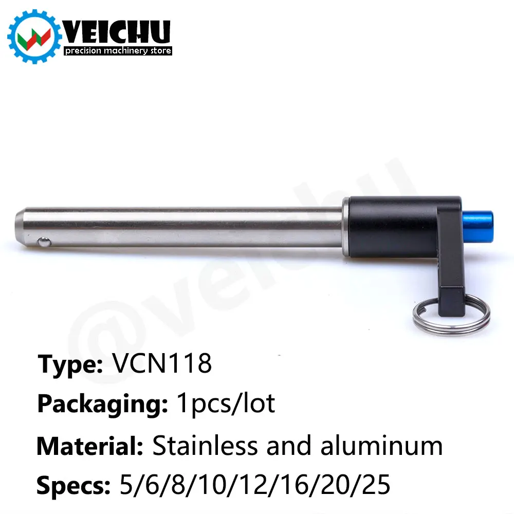 VEICHU 1pcs Aluminum Grip Stainless Steel Pin Self-Locking L-Handle Safety Pin VCN118 Fastening/Locking Slot Ball Lock Pins