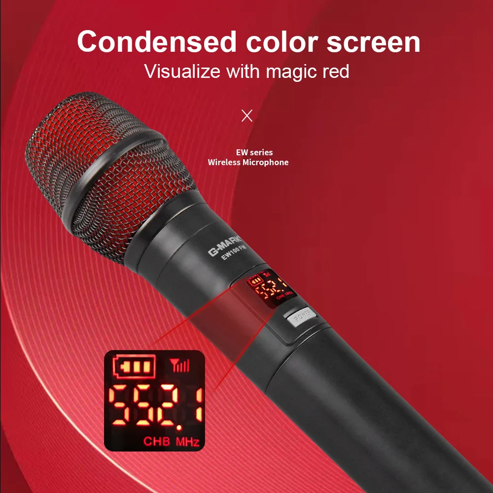 Microfone sem Fio G-mark Karaoke Microfone Handheld Freqüência Profissional Ajustável 80 m Receber Discurso Festa Ew100 Uhf - Image 5