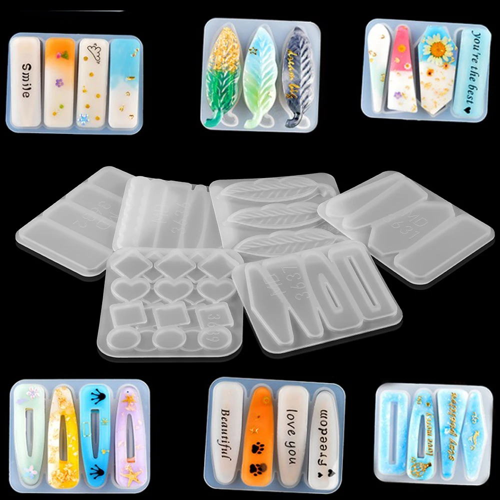 

1pcs DIY Hairpin Epoxy Resin Mold Silicone Women Girls Geometric Hair Claw Hair Clips UV Resin Epoxy Molds Accessories Supplies