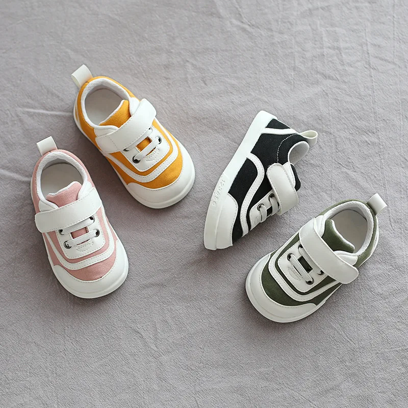 Spring Kids First Walkers Shoes New Children Casual Girls Boys Breathable Canvas Shoes Hook&Loop Light Infant Toddler Shoes