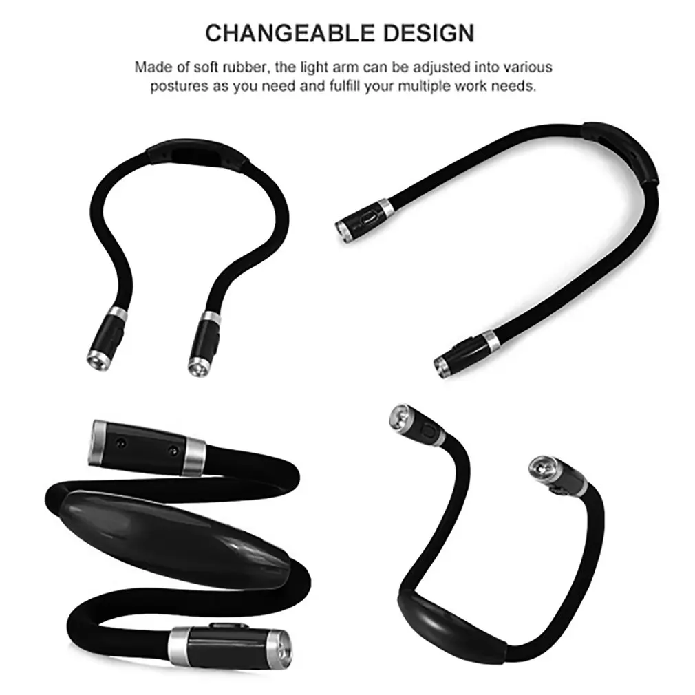 Flexible Neck Hug Book Light With LED Reading Lamp Portable Flashlight Soft Silicone Outdoor Camping Night Lights | Лампы и освещение