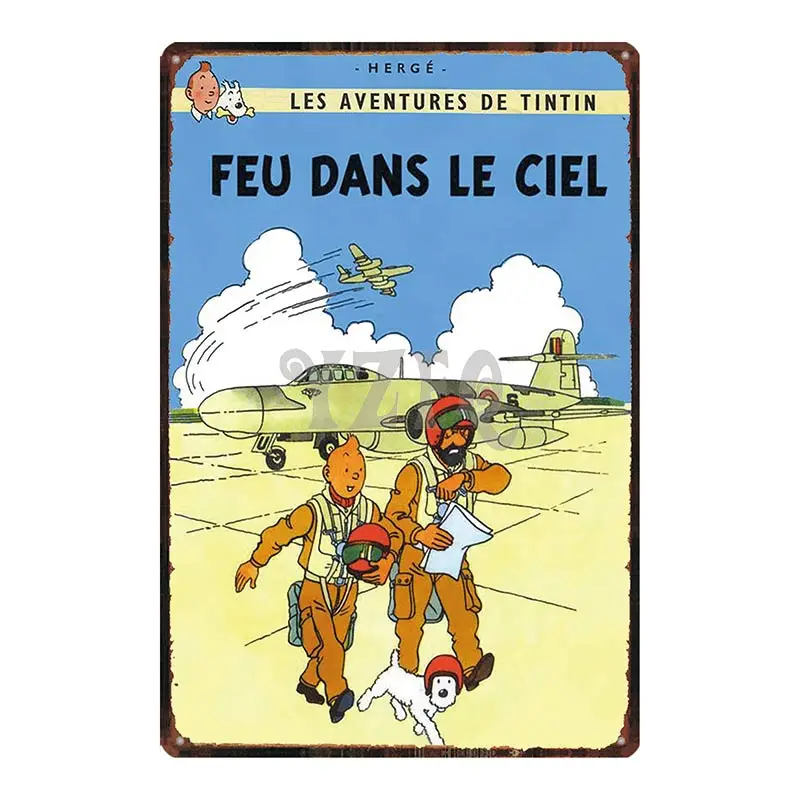 Tintin во Франции Оловянная металлическая табличка металлическая винтажная потертая шикарная детская Подарочная настенная домашняя художественная Детская комната Декор Живопись DU-4213A - Цвет: DU-4224