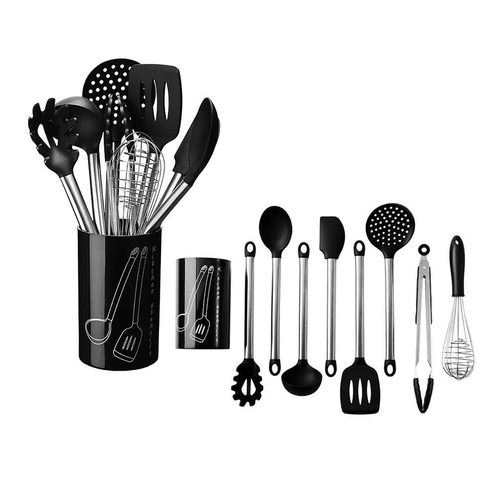 

1/9PCS Silicone Kitchen Set Kitchen Utensils Cooking Sets Kitchen Kit Gadgets Tools With Holder Box Nonstick Spatual Spoon Ladle