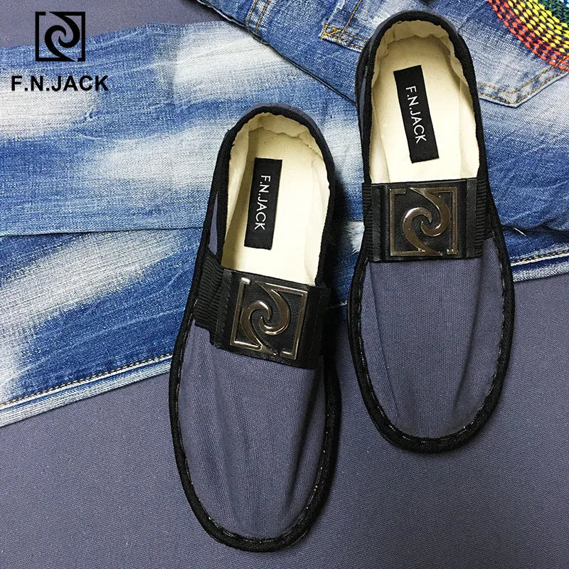 Massage Insole F. N. JACK/мужские парусиновые туфли с массажной стелькой; мужские туфли на резиновой подошве; Espadrille Scarpe; мужские туфли-оксфорды; Vip link - Цвет: Massage Insole