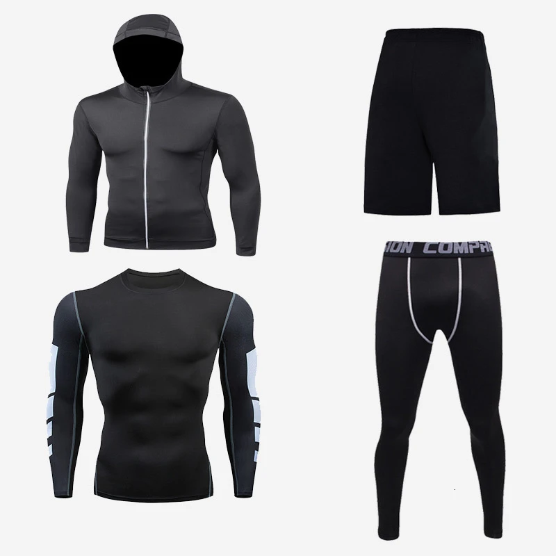 Men sportswear-4-1 Мужская спортивная Светоотражающая толстовка на молнии, спортивный костюм, Мужская эластичная дышащая одежда для пробежек, тренировок, фитнеса, тренажерного зала, спортивная одежда для бега - Цвет: Men sportswear-4-1