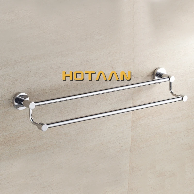 Chrome Finish Stainless Steel Bathroom Accessory Double Towel Bar Towel Rail Holder 60cm YT-10998