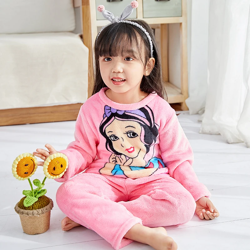 

Winter Children 2019 Fleece Pajamas Set Warm Flannel Kids Sleepwear Girls Cute Loungewear Coral Fleece Boys Casual Pyjama Sets e