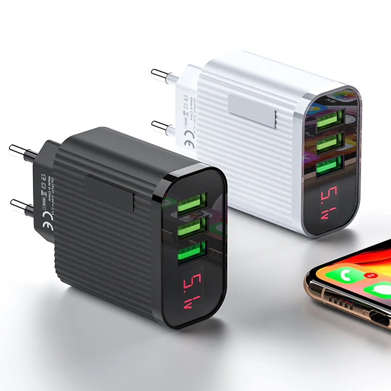 Зарядное устройство с цифровым дисплеем 3 USB порта макс. А|Зарядные устройства| |