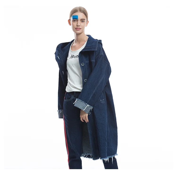 IRINAFC05 2019 FW Коллекция Новое поступление однобортное длинное джинсовое Пальто Тренч для женщин