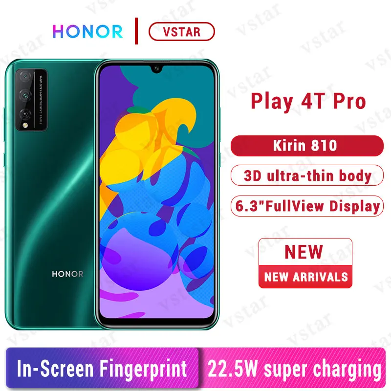 Оригинальный HONOR Play station 4T Pro смартфон 6 3 дюймов OLED Kirin 810 Octa Core Android 9 распознавания