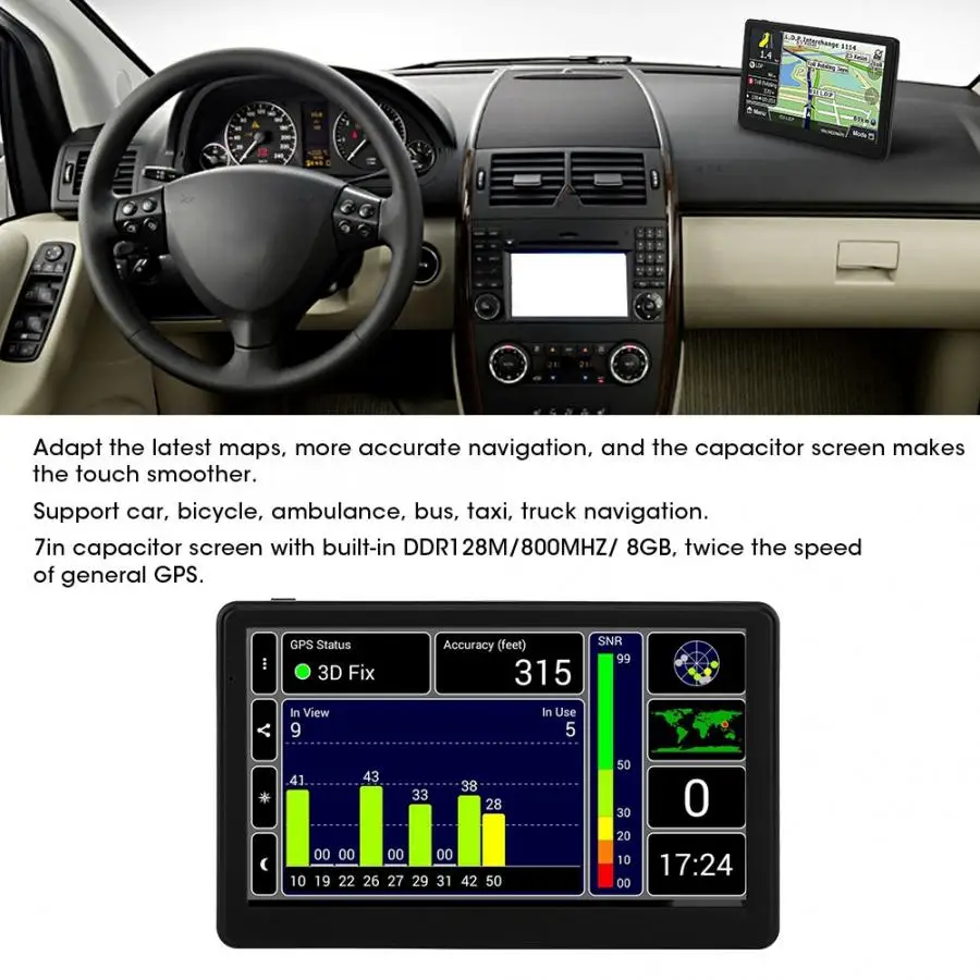 

Vehicle GPS 7.7in Portable High Definition Car GPS Navigation Capacitive Touch Screen 8GB Navigator
