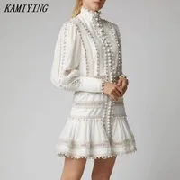 KAMIYING летнее Новое Женское Сетчатое платье с расклешенными рукавами модное сексуальное Сетчатое платье с оборками Vestidos