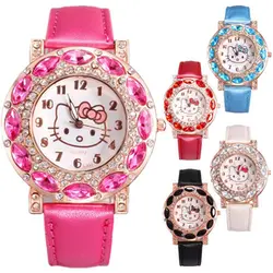 2019 брендовая Милая Изысканная розовая с хрустальным циферблатом с стразами кварцевые часы детские часы Для женщин наручные часы для