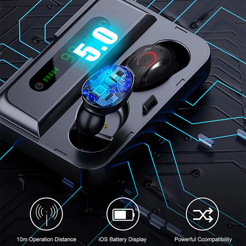 Настоящие беспроводные Bluetooth наушники, спортивные наушники с шумоподавлением, TWS наушники для смартфона