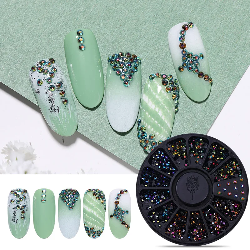Mixed Color Chameleon Nail Rhinestone AB Color Irregular Beads 3D Nail Art DIY Design Decoration In 4