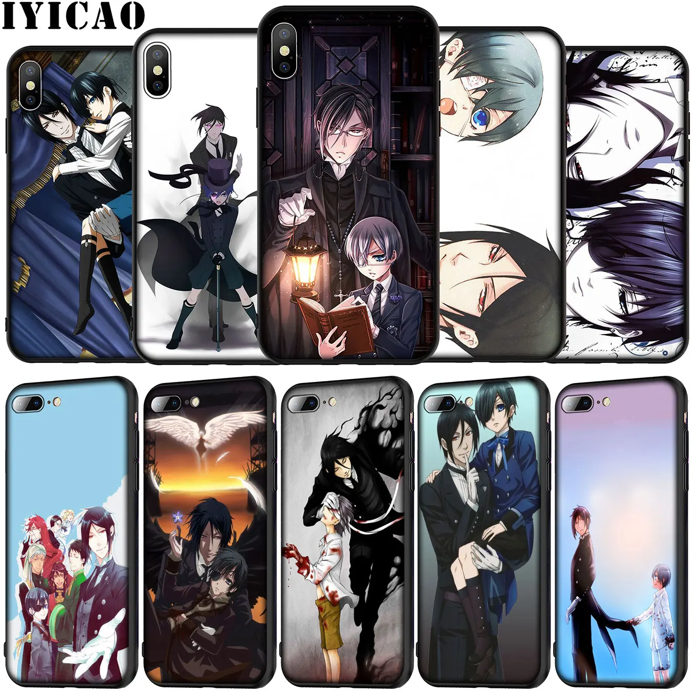IYICAO anime black butler Soft Silicone Phone Case for iPhone 12 Mini XR X XS 11 Pro Max 5 5S SE 6 6S 7 8 Plus Black TPU Cover | Мобильные