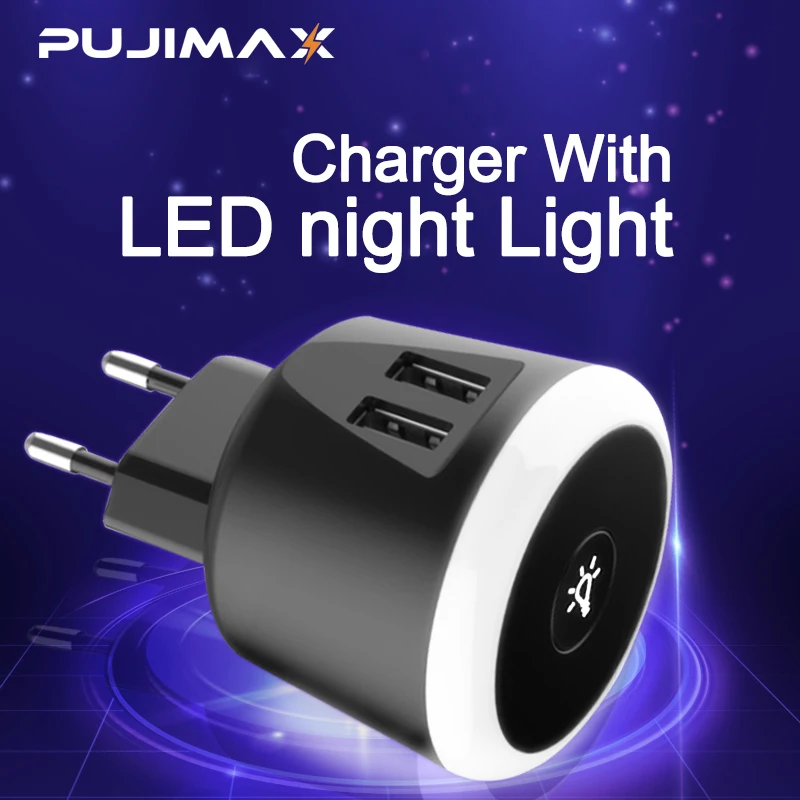 PUJIMAX штепсельная вилка европейского стандарта 2 Порты светодиодный светильник USB