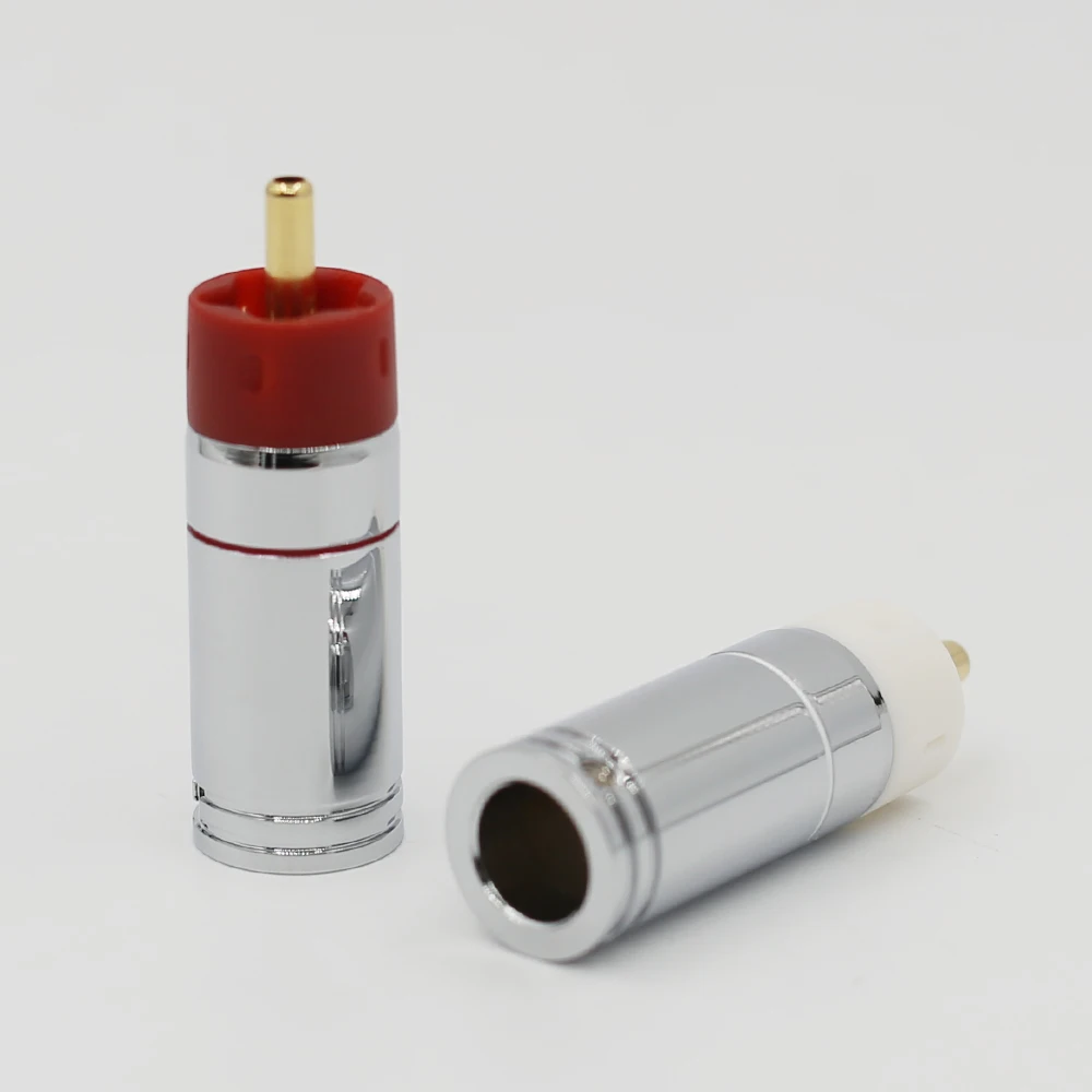 

4pcs High Quality Hifi DIY 9mm Silver plated or Gold Plated Brass RCA Plug Connectors rca